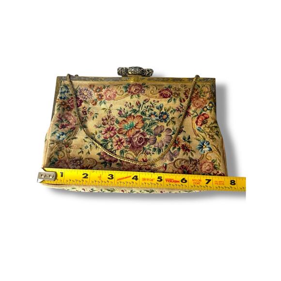 Vintage Petit Point Floral Tapestry Purse | Chain 5.5" - Picture 2 of 3